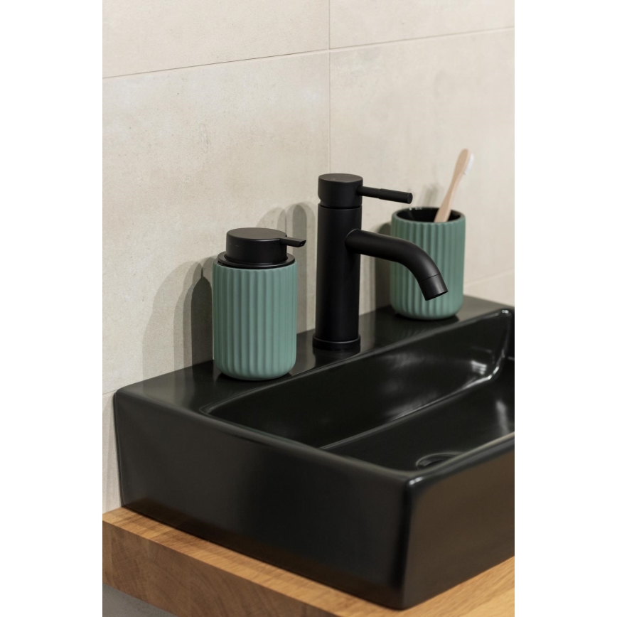 WENKO 24807100 - Distributeur de savon BELLUNO 8 x 13,5 cm vert/noir