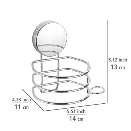 WENKO 24857100 - Porte-sèche-cheveux STATIC-LOC + OSIMO 14x13 cm, chrome brillant