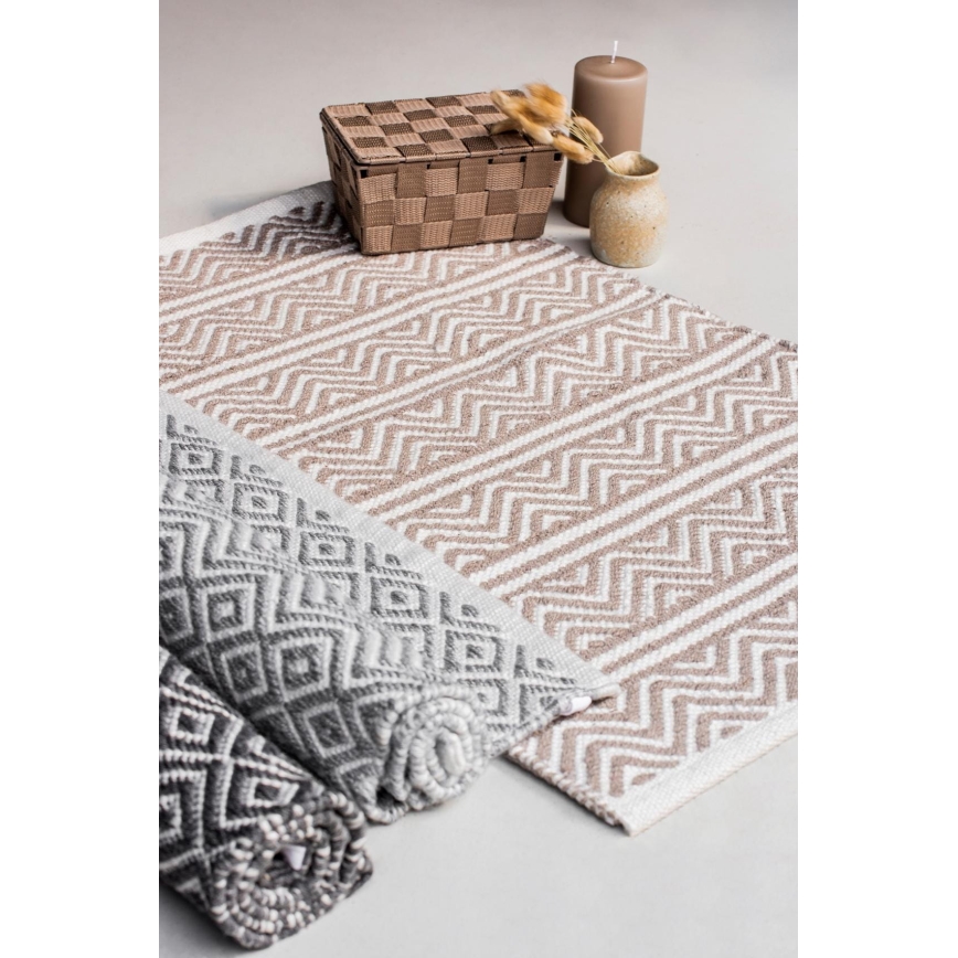 WENKO 24868100-Tapis SHAKI 50x80 cm beige/blanc