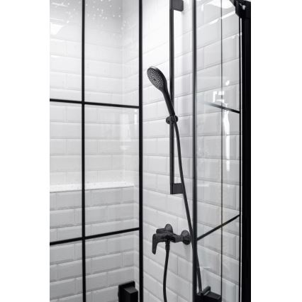 WENKO 24922100 - Tête de douche WATERSAVING SYSTEM 9,5 x 9,5 cm noire