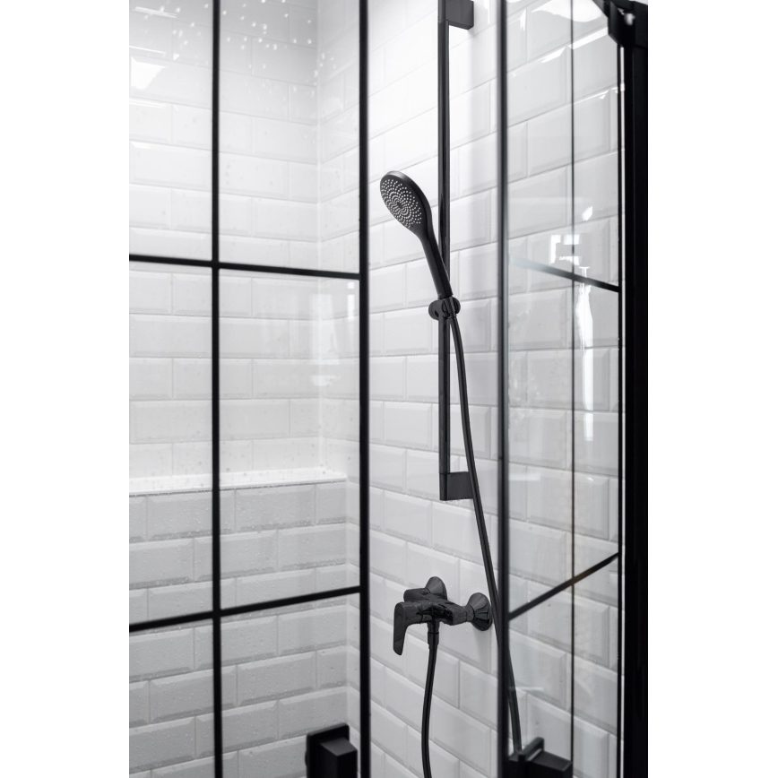 WENKO 24922100 - Tête de douche WATERSAVING SYSTEM 9,5 x 9,5 cm noire