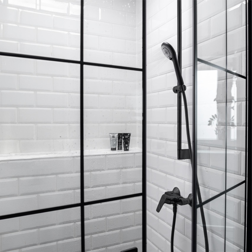 WENKO 24924100 - Tête de douche Système d'économie d'eau 11x11 cm noire