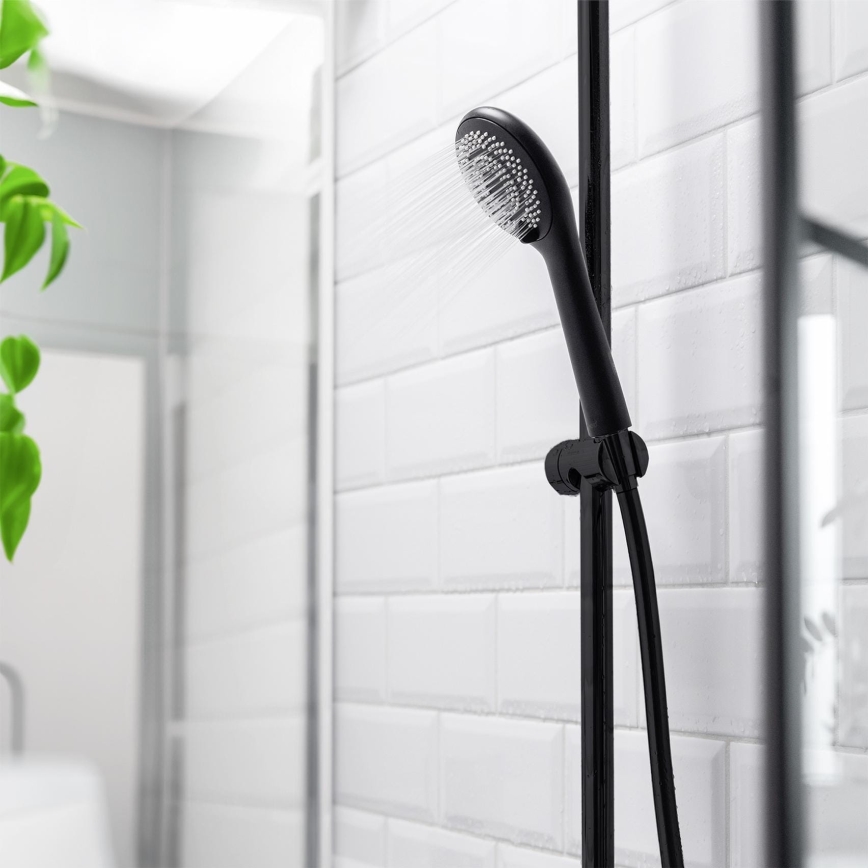 WENKO 24924100 - Tête de douche Système d'économie d'eau 11x11 cm noire