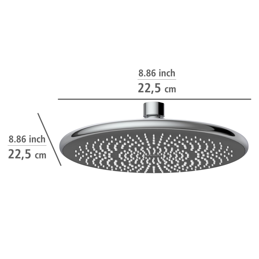 WENKO 24926100 - Pomme de douche Système d'économie d'eau 22,5x22,5 cm chrome brillant/gris