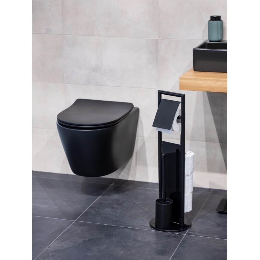 WENKO 24982800 - Ensemble WC RAVINA 20x70 cm inox/noir