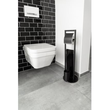 WENKO 24982800 - Ensemble WC RAVINA 20x70 cm inox/noir
