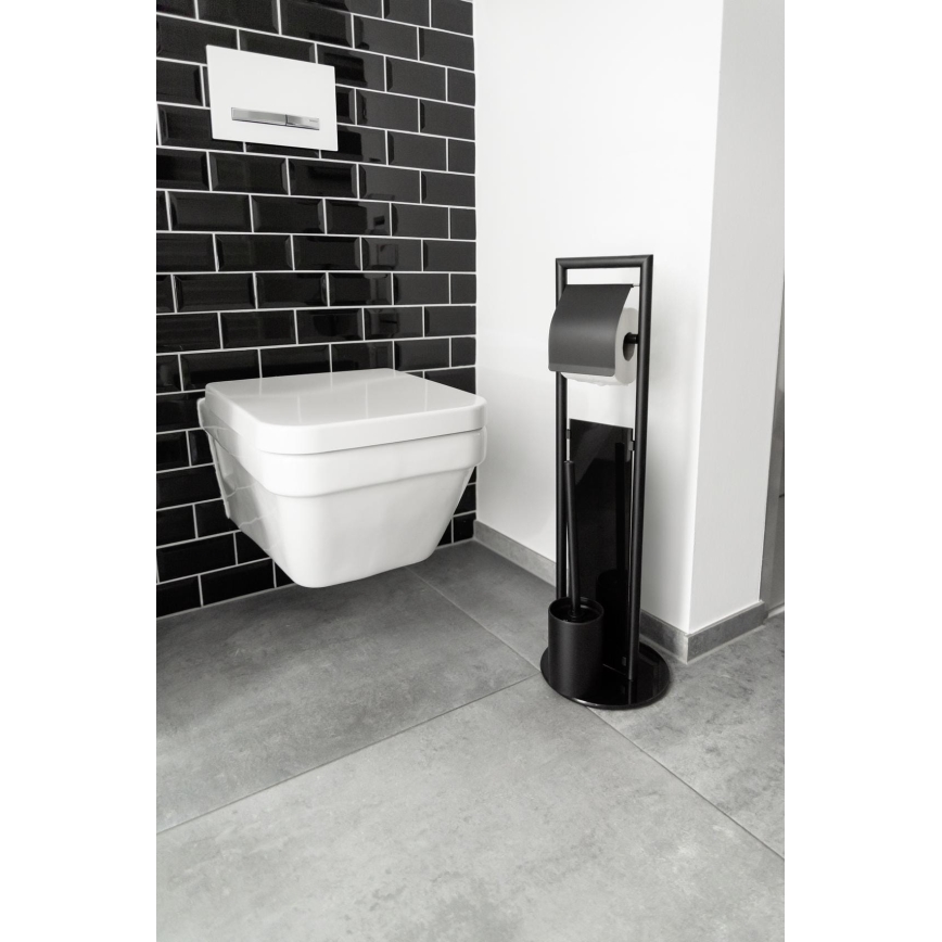 WENKO 24982800 - Ensemble WC RAVINA 20x70 cm inox/noir