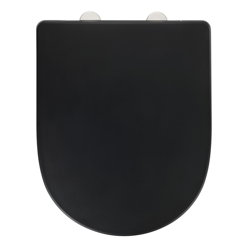 WENKO 24989100-WC Abattant WC EXCLUSIF 36,5x45 cm noir/argenté