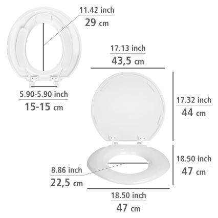 WENKO 25112100-WC Abattant WC TORINO 44 x 43,5 cm blanc