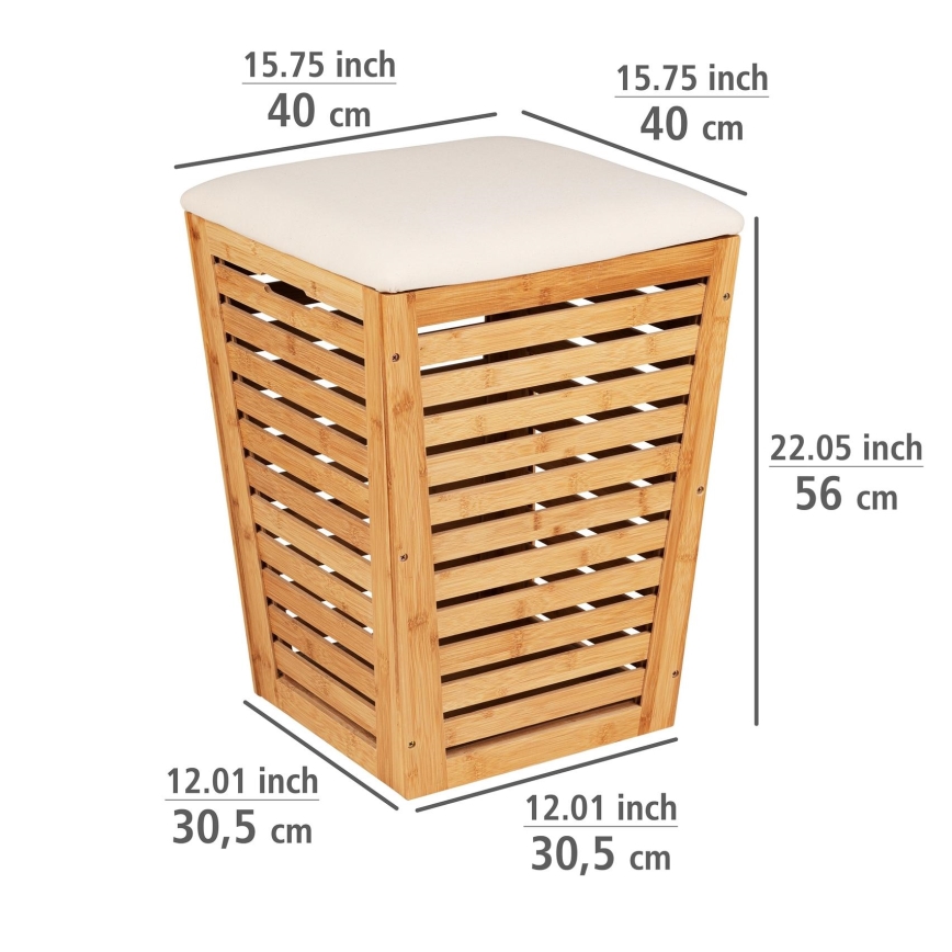 WENKO 25143100 - Panier à linge BAMBUSA 40x56 cm marron