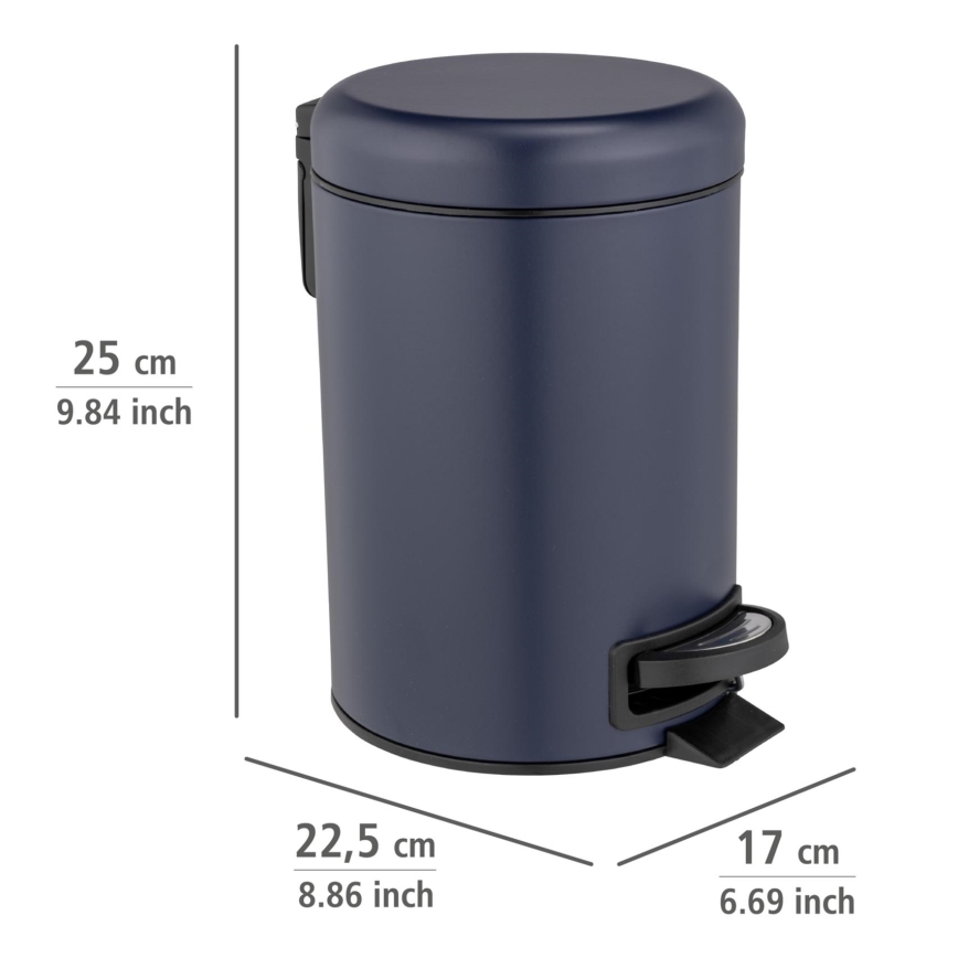 WENKO 25153100 - Poubelle LEMAN 17x25 cm bleu/noir