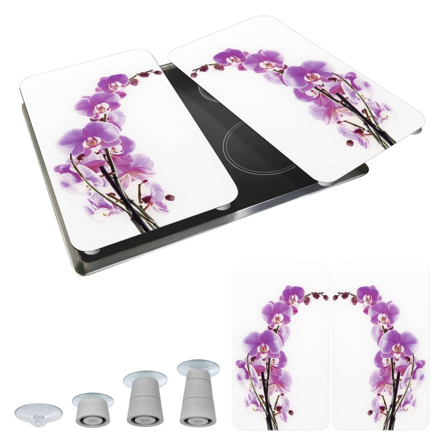 WENKO 2521433500 -Couvercle pour plaque ABDECKPLATTE - FLEUR/PLANTE 30x52 cm multicolore