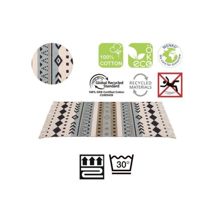 WENKO 25277100-Tapis en coton recyclé 80 x 50 cm multicolore