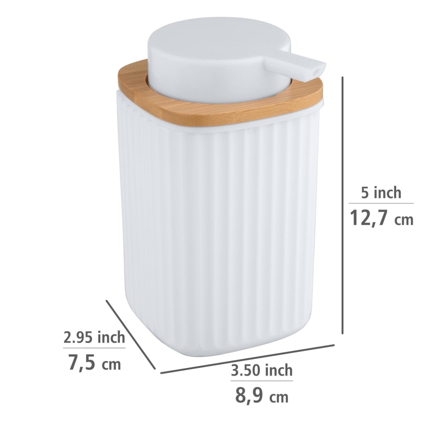 WENKO 25294100 - Distributeur de savon ROTELLO 8,9 x 12,7 cm blanc/marron