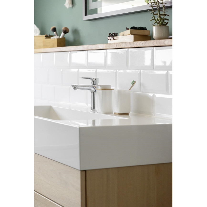 WENKO 25294100 - Distributeur de savon ROTELLO 8,9 x 12,7 cm blanc/marron