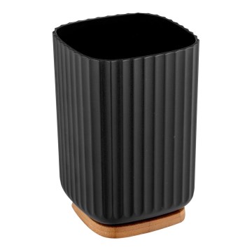 WENKO 25297100 - Gobelet porte-brosse à dents ROTELLO 8,5 x 11 cm noir/marron