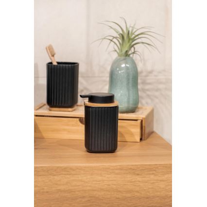WENKO 25297100 - Gobelet porte-brosse à dents ROTELLO 8,5 x 11 cm noir/marron