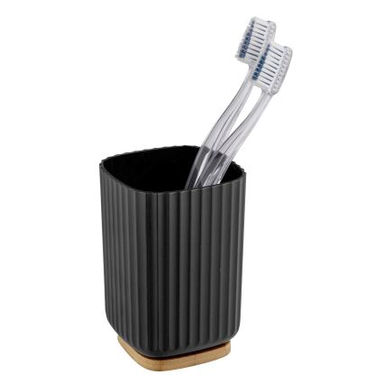 WENKO 25297100 - Gobelet porte-brosse à dents ROTELLO 8,5 x 11 cm noir/marron