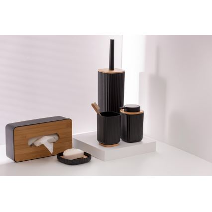 WENKO 25304100 - Ensemble WC ROTELLO 10 x 36 cm noir/marron