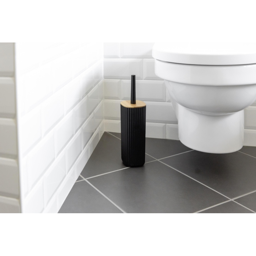 WENKO 25304100 - Ensemble WC ROTELLO 10 x 36 cm noir/marron