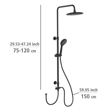 WENKO 25311100 - Ensemble de douche WATERSAVING SYSTEM 120 cm noir