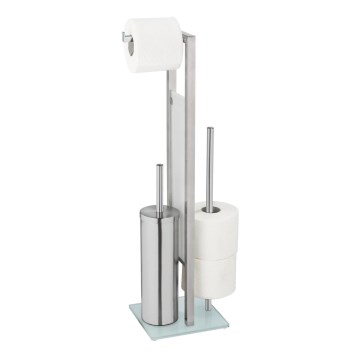 WENKO 25399100 - Brosse WC RIVALTA 18 x 70 cm argent/blanc/noir
