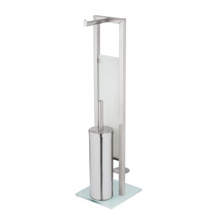 WENKO 25399100 - Brosse WC RIVALTA 18 x 70 cm argent/blanc/noir