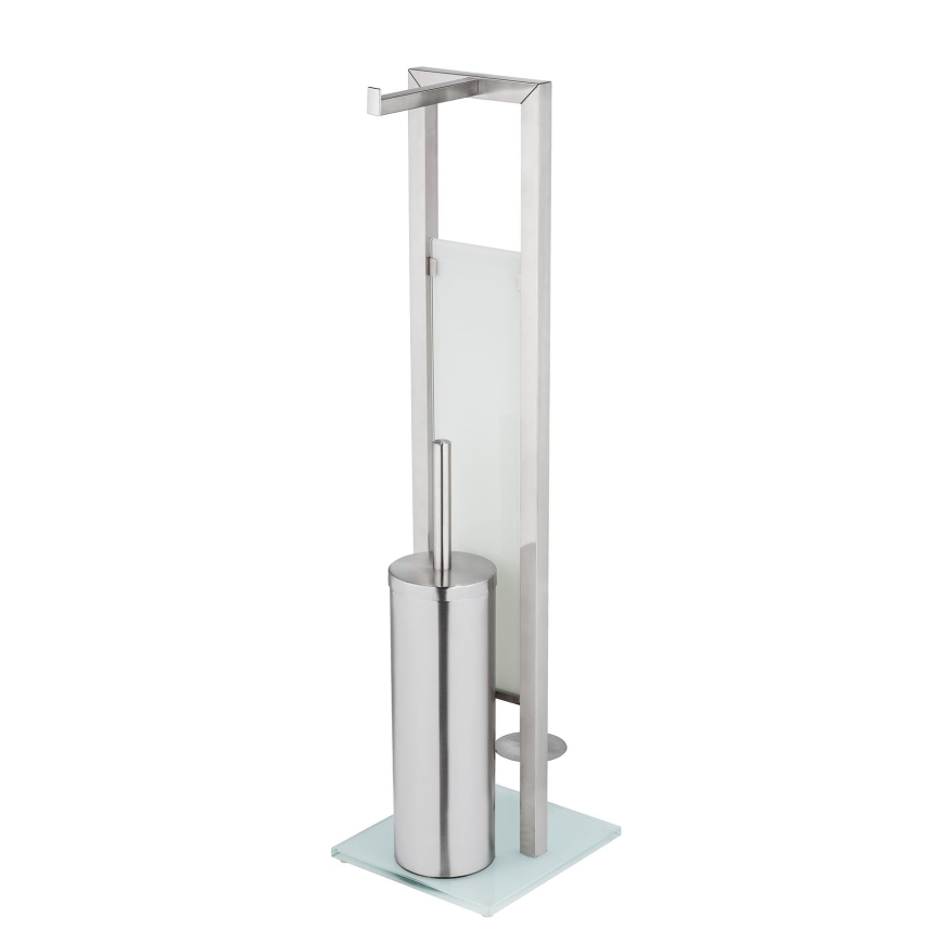WENKO 25399100 - Brosse WC RIVALTA 18 x 70 cm argent/blanc/noir