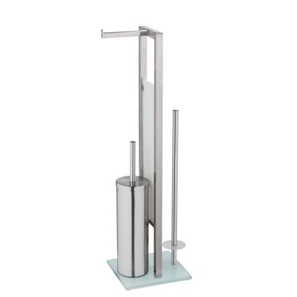 WENKO 25399100 - Brosse WC RIVALTA 18 x 70 cm argent/blanc/noir