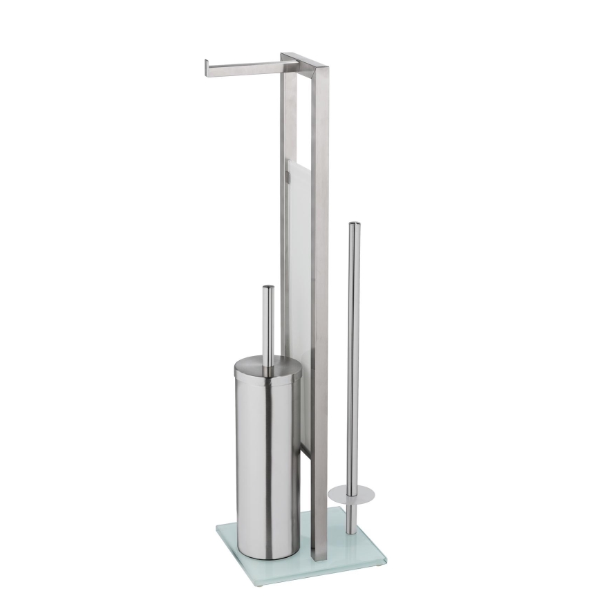 WENKO 25399100 - Brosse WC RIVALTA 18 x 70 cm argent/blanc/noir