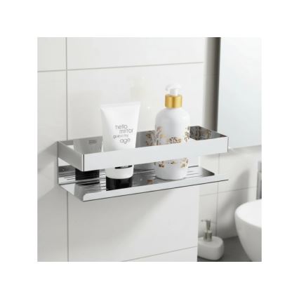 WENKO 25413100-Étagère TURBO-LOC GENOVA SHINE 30x10,5 cm argentée