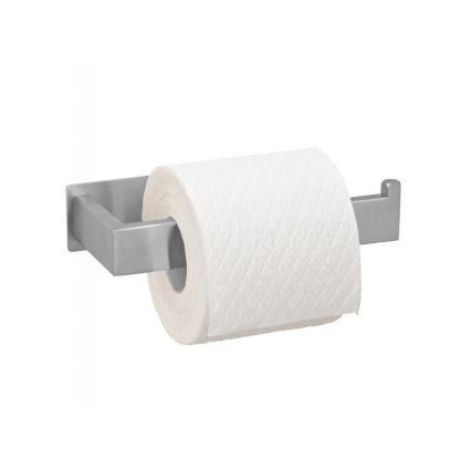 WENKO 25422100 - Porte-rouleau de papier toilette TURBO-LOC GENOVA MATT 15,3x7,6 cm argenté