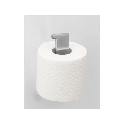WENKO 25422100 - Porte-rouleau de papier toilette TURBO-LOC GENOVA MATT 15,3x7,6 cm argenté
