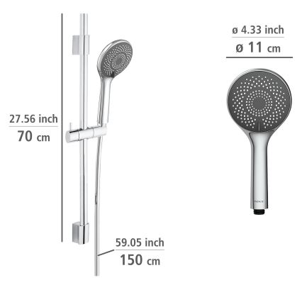 WENKO 25452100 - Ensemble de douche Système d'économie d'eau 70 cm, argenté