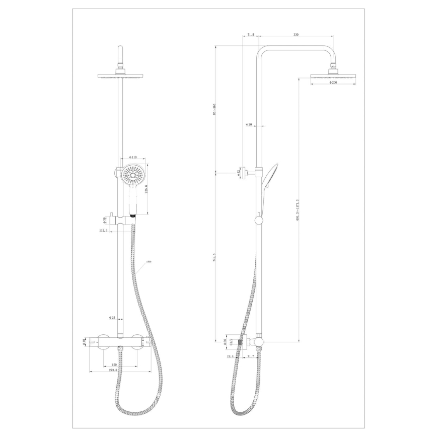 WENKO 25483100 - Système de douche WATERSAVING SYSTEM 120 cm chromé brillant