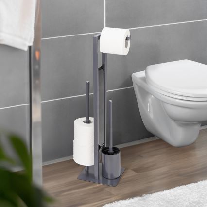 WENKO 25552100 - Brosse WC RIVALTA 18x70 cm gris/noir