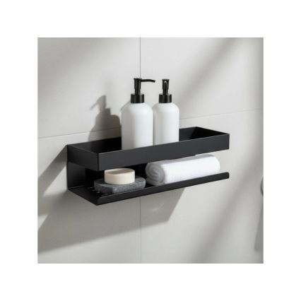 WENKO 25557100-Étagère GENOVA 30x10,5 cm noire