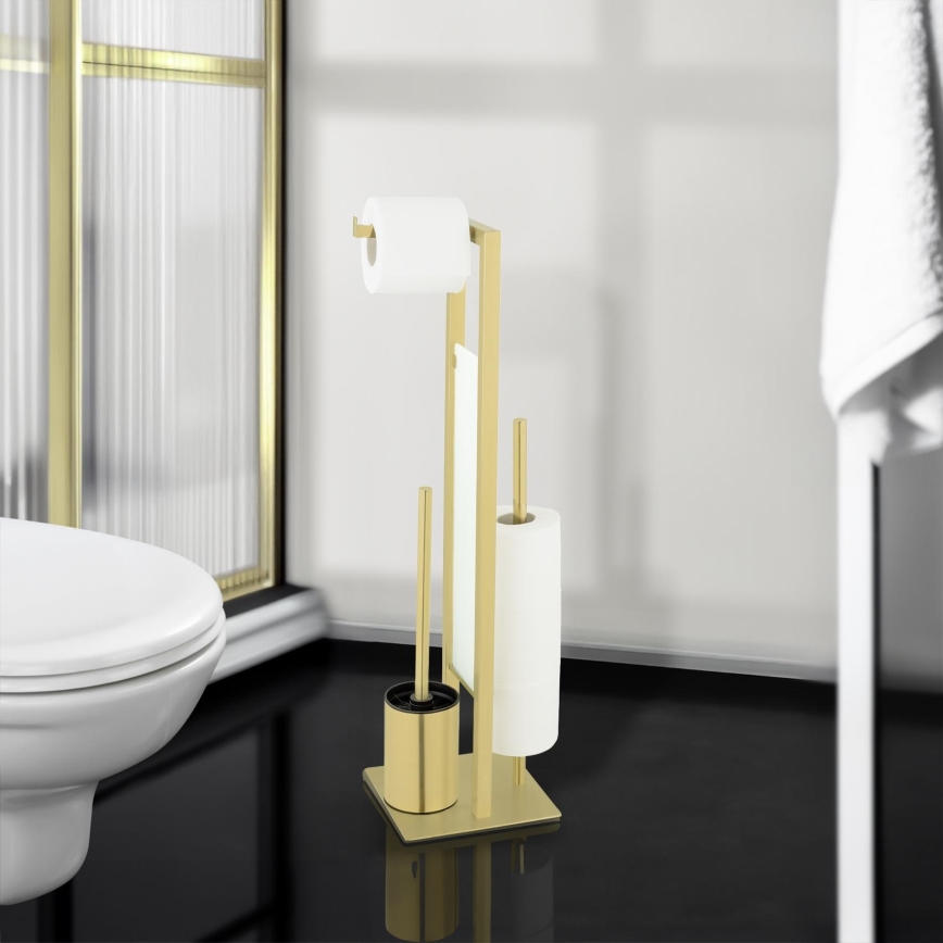 WENKO 26034100 - Ensemble WC RIVALTA 18x70 cm inox/doré/blanc/noir