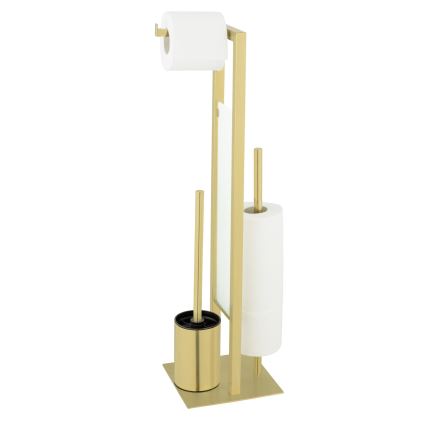 WENKO 26034100 - Ensemble WC RIVALTA 18x70 cm inox/doré/blanc/noir