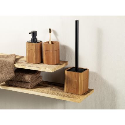 WENKO 26102100 - Distributeur de savon SERRO 7,5 x 16,5 cm marron/noir