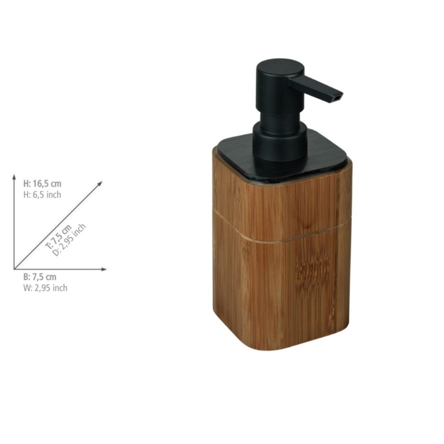 WENKO 26102100 - Distributeur de savon SERRO 7,5 x 16,5 cm marron/noir