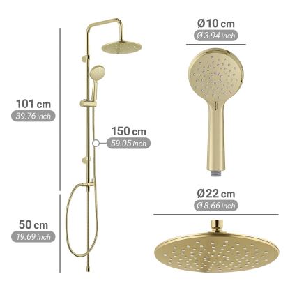 WENKO 26182100 - Système de douche YOUNG LINE 101 cm doré