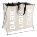 WENKO 3440113100 - Panier à linge TRIO 63x57 cm beige/noir/argenté