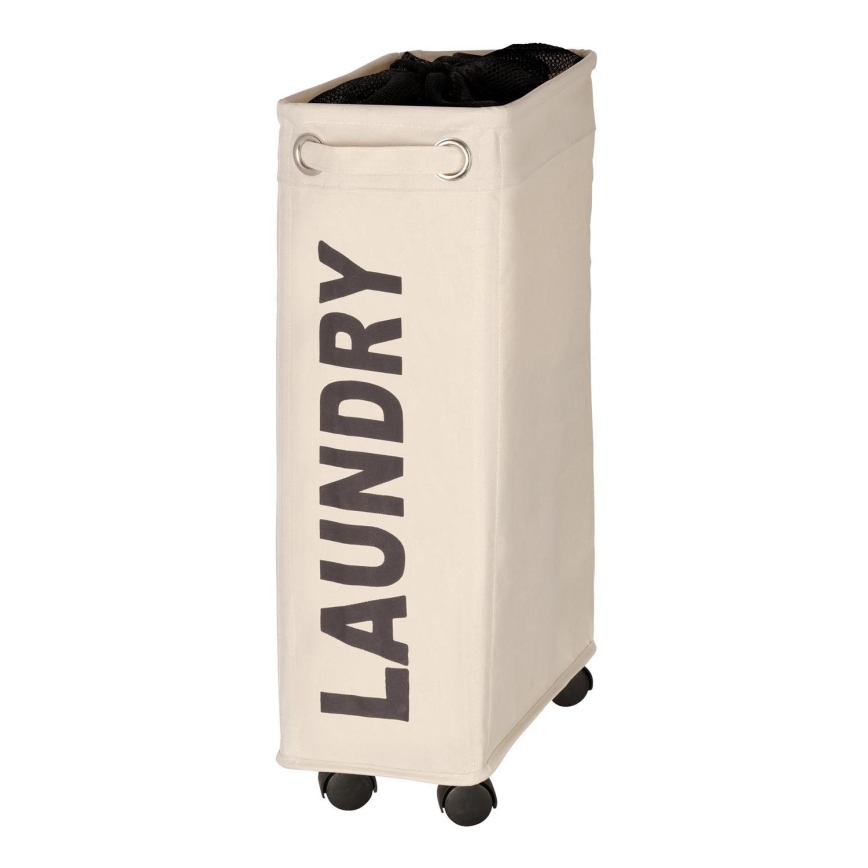 WENKO 3450113100 - Corbeille à linge CORNO 18,5 x 60 cm beige/noir