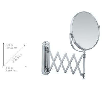WENKO 3656241100 - Miroir de maquillage TELESCOPE DELUXE 23 x 38 cm, finition chrome brillant