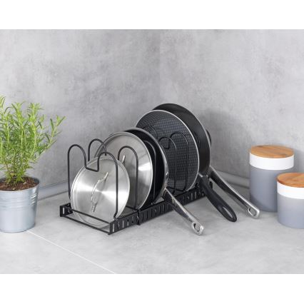 WENKO 53149100 - Support pour couvercles et poêles 18x18 cm noir