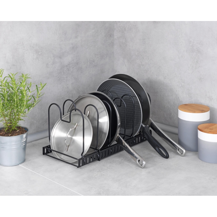WENKO 53149100 - Support pour couvercles et poêles 18x18 cm noir
