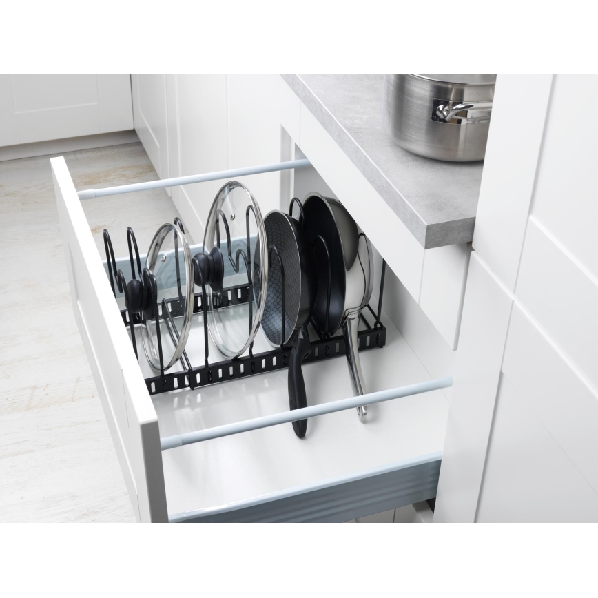 WENKO 53149100 - Support pour couvercles et poêles 18x18 cm noir
