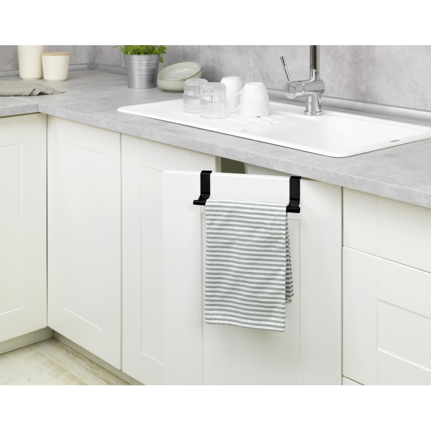WENKO 53246100 - Porte-serviettes 7x6 cm inox/noir