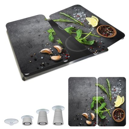 WENKO 53907100 - Couvercle pour plaque de cuisson 30x52 cm multicolore/gris/transparent